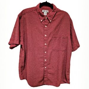 Cherokee Red Short Sleeve Button Down Shirt XL Cotton Casual